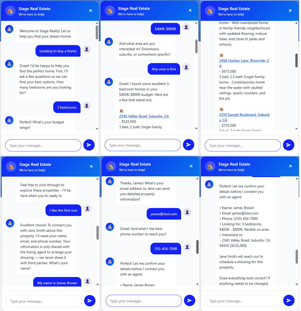 AI chatbot qualifying a home buyer in natural conversation